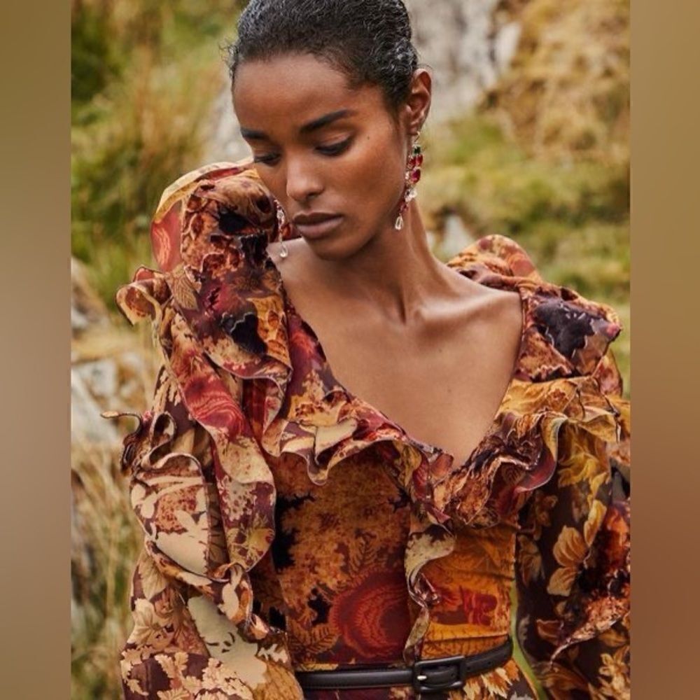 Ralph Lauren Fall 2022 Collection Deklan Floral Print Silk Day Dress